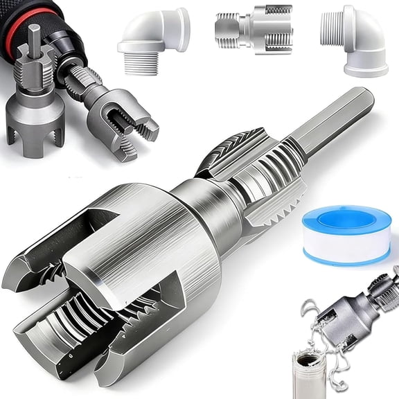 Professional Pipe Thread Cutting Tool - 4 in 1 Water Pipe Wrench, Integrated Internal & External pipe Threading Tool, for 1/2'' and 3/4'' Sizes Rethreading (1/2")