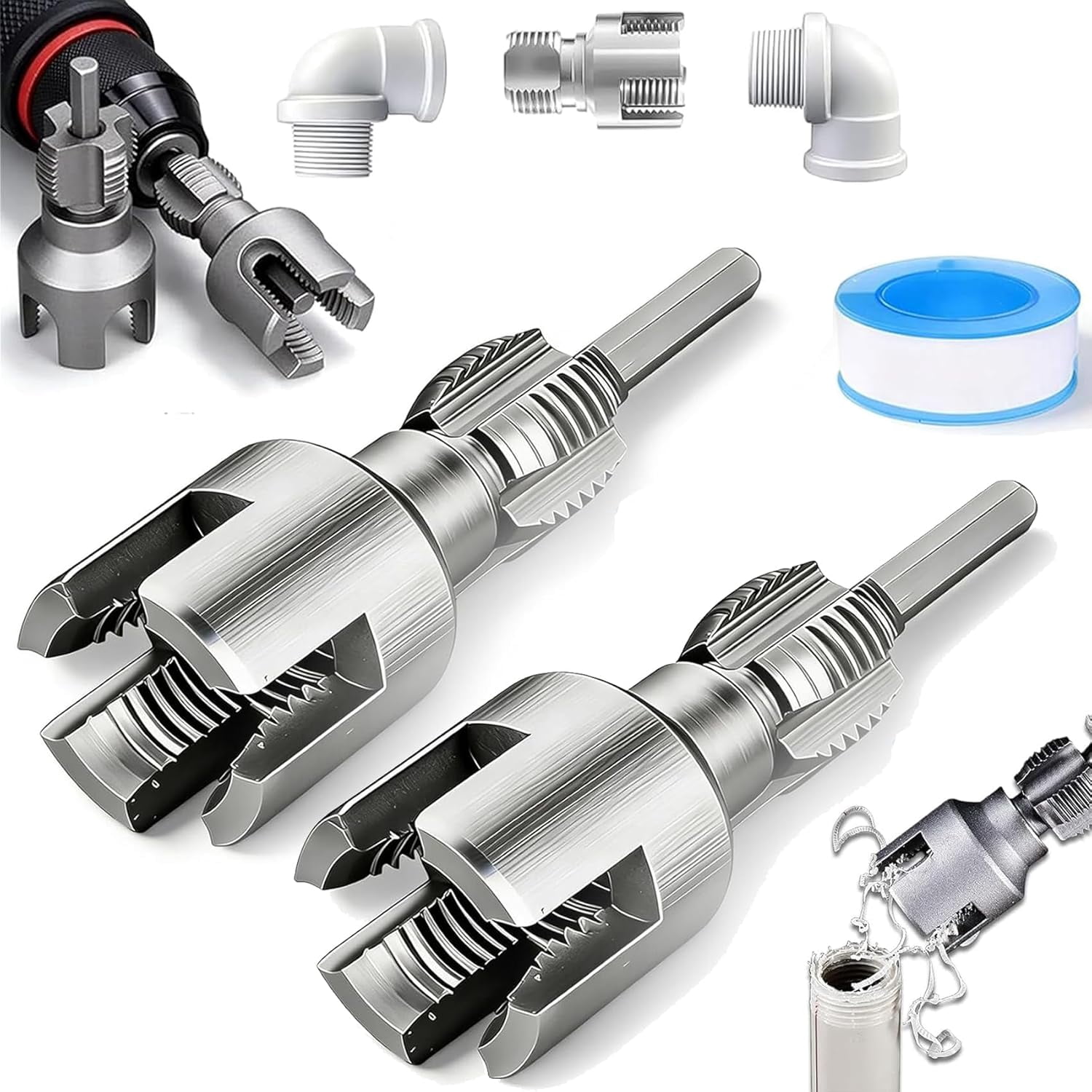 Rethreading Pipe Professional Pipe Thread Cutting Tool - 4 in 1 Water Pipe Wrench ...