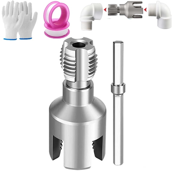 Professional Pipe Thread Cutting Tool, Pipe Tapping and Threading Tool, 4 in 1 Water Pip Wrench, Internal and External Pip Threading Too, 1/2" 3/4" Alloy Steel for PVC Plastic Pipes