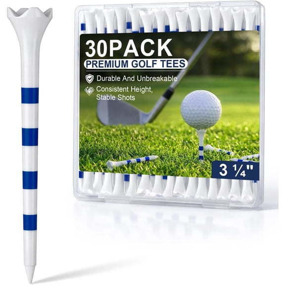 Professional Plastic Golf Tees 3-1/4" 30/50/100 Pack - Durable Driver Tees with Low-Friction 4-Prong for Straighter Shots, Consistent Height for Distance, Driving Range & Course