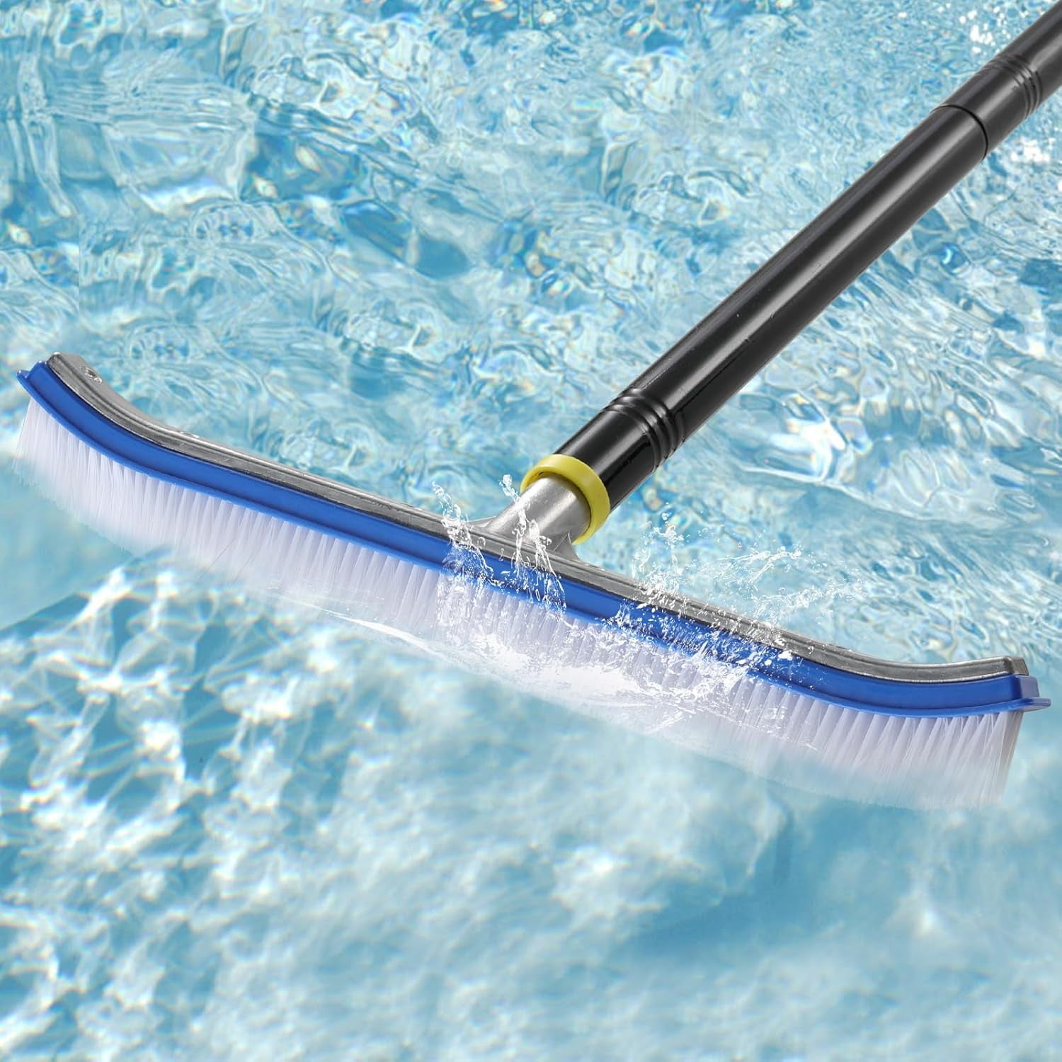 Professional Pool Brush with 4 FT Adjustable Rustproof Metal Poles ...