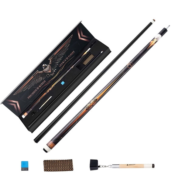 Professional Pool Cue Stick, 58" 19oz Canadian Maple Billiard Cue with Multi-Layer Tip, ABS Ring, for Home, Bar, Office Pool Tables