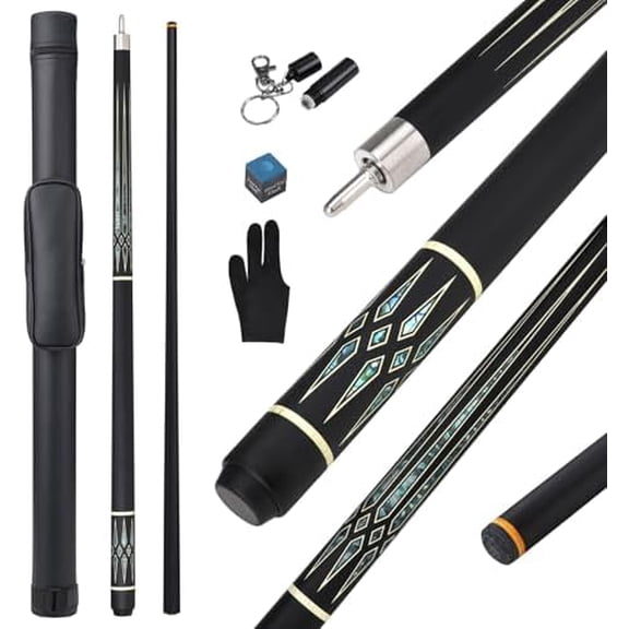 Professional Pool Cue Stick with Case, 13mm Tip Pool Cue Stick 2-Piece Glass Fiber Billiards Cue Stick Low Deflection Pool Stick for Adults Players, 58" 19oz$$Sport & Recreation Other