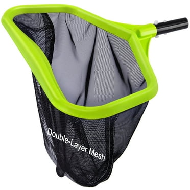 Professional Pool Net, Swimming Pool Leaf Skimmer Rake Net with Fine Mesh Double-Layer Deep Bag, Faster Cleaning & Easier Debris Pickup & Removal, EZ Clip Handle, Green