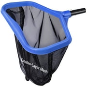 Professional Pool Net, Swimming Pool Leaf Skimmer Rake Net with Fine Mesh Double-Layer Deep Bag, Faster Cleaning & Easier Debris Pickup & Removal, EZ Clip Handle, Blue
