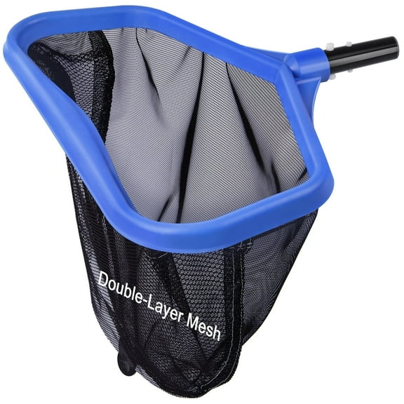 Professional Pool Net, Swimming Pool Leaf Skimmer Rake Net with Fine Mesh Double-Layer Deep Bag, Faster Cleaning & Easier Debris Pickup & Removal, EZ Clip Handle, Blue