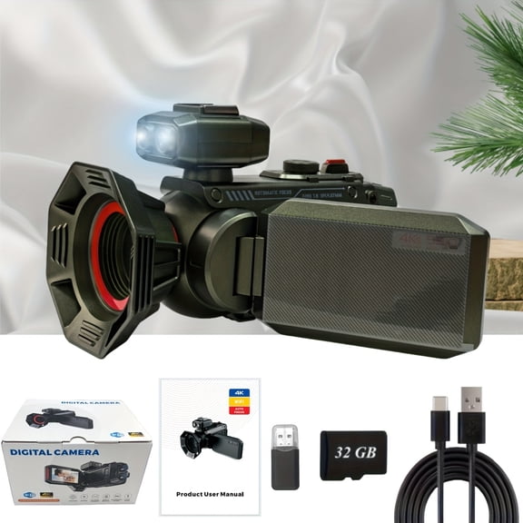 Professional Portable 4K HD Resolution Digital Camcorder with Hotpot Wi-Fi, And Hot Shoe Support with 2500mAh Large Battery Capacity And 32G Memory Card