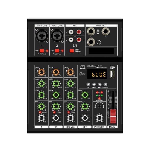 Professional Portable Digital Dj Console With USB Mixer Border Live Singing 4 Channel Mixer Black 1 PCS ,Lightweight