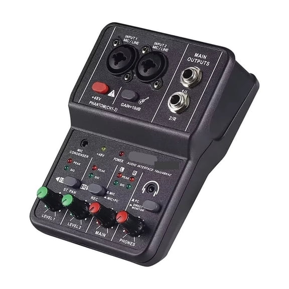 Professional Portable Mixer Sound Cassette Monitoring Supply Stereo for Singing in the Recording ,Bass & Treble Control