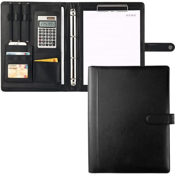 Professional Portfolio Leather Business Padfolio Notebook with Letter Size Clipboard, A4 Portfolio Binder & Organizer Folder (Excluding calculators)
