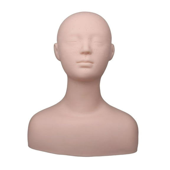 Professional Practice Training Mannequin Head Model Reusable Multifunction with Shoulder Soft for Massage Permanent Makeup Artists Beginners Skin Color