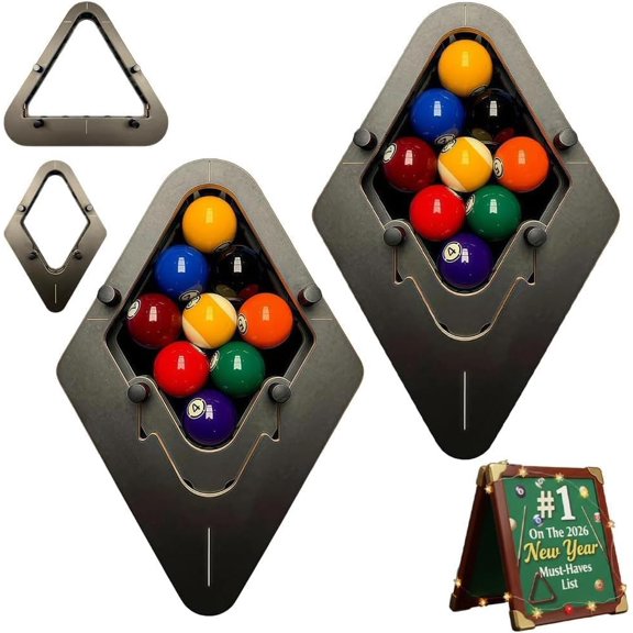 Professional Precision Pool Rack System - Convertible Pool Triangle & Rack 8 Ball for Standard Billiard Balls, Heavy-Duty Rack Pool for Home/Bar/Club Use.