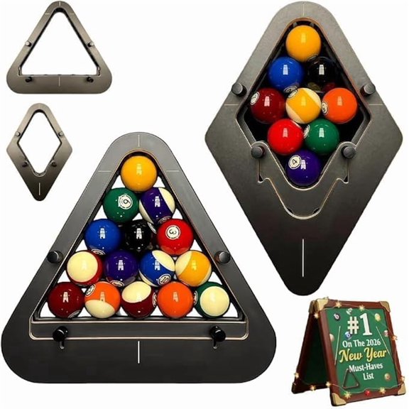 Professional Precision Pool Rack System - Convertible Pool Triangle & Rack 8 Ball for Standard Billiard Balls, Heavy-Duty Rack Pool for Home/Bar/Club Use.