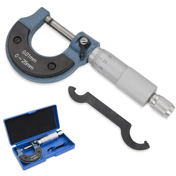 Professional Premium Outside Micrometer-Metal Precision,0.01mm Graduation,Precision Machinist Tool for Metric Thickness Measurement(0-25mm)
