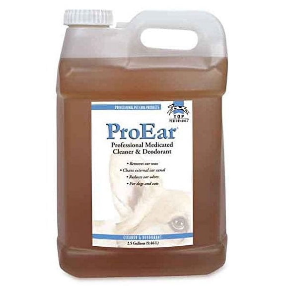 Professional ProEar Medicated Pet Dog Cat Ear Cleaner Cleans & Reduces Odors(2.5 Gallon Bottle)