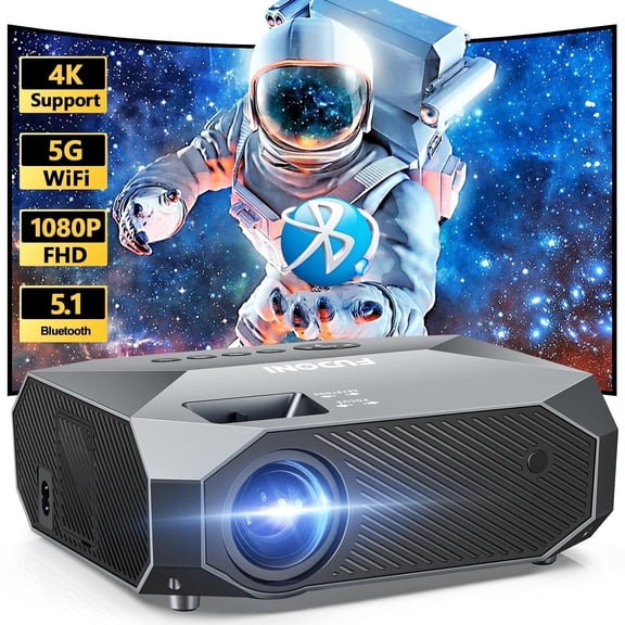 FUDONI Projector with WiFi and Bluetooth, Native 1080P Outdoor Movie Projectors 4k Supported, Highlight Portable Home Theater Projector Max 300"