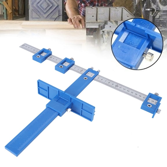 Professional Punch Locator Drill Guide, Stainless Steel Woodworking Cabinet Hardware Jig Tool (9.8in x 15.7in)