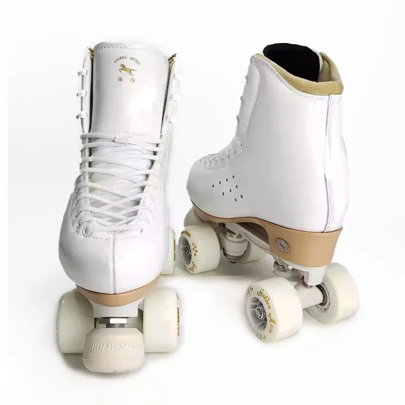 Professional Quad Roller Skates Original Golden Horse Double Row Wheel