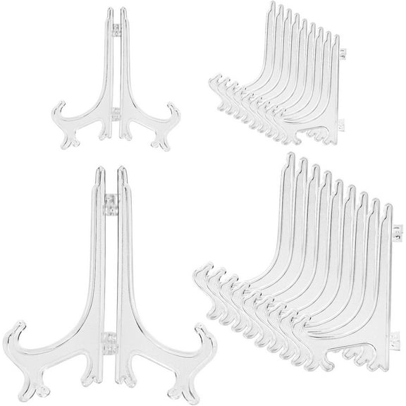 20-Pack Clear Plastic Easel Display Stand, Professional Quality For Home And Wedding Decor, Foldable Design, Supports Versatile Usage