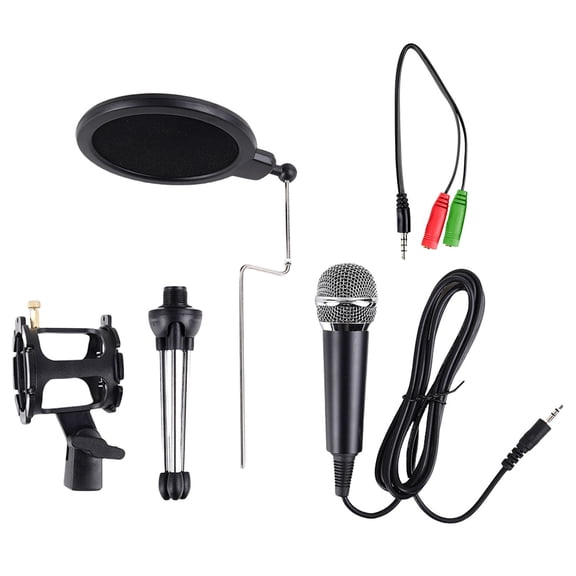 Professional Quality Condenser Mic Set with Stand for Karaoke Recording Broadcasting Compatible for Multiple Devices
