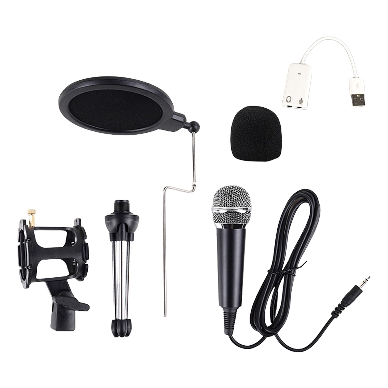 Professional Quality Condenser Mic Set with Stand for Karaoke Recording Broadcasting Compatible for Multiple Devices
