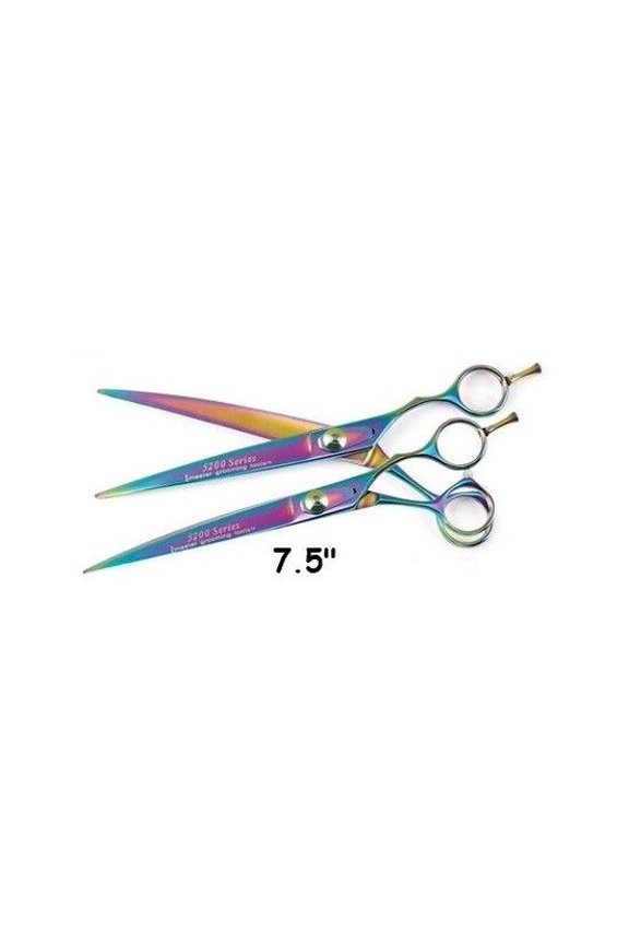 Professional Quality Dog Grooming Rainbow Series Curved Steel Shears Pick Size (7.5")