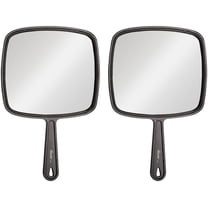 Professional Quality Hand Mirror – Hand Held Mirror with Handle, Single Sided Vanity Makeup Mirror for Women, Men, Salon, Barber, Shaving, and Travel, Medium In Black