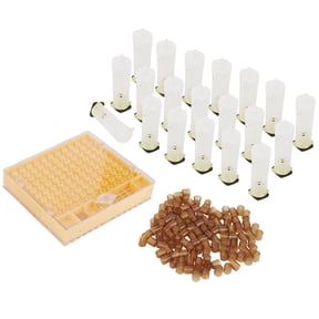 Professional Queen Bee Rearing Box Cage Kit with 110 Pieces Breeding Cell Cups & 20 Protectors - Essential Beekeeping Equipment & Plastic Cell Cup Supplies, 5.9x5.1x0.8 in / 15x13x2 cm