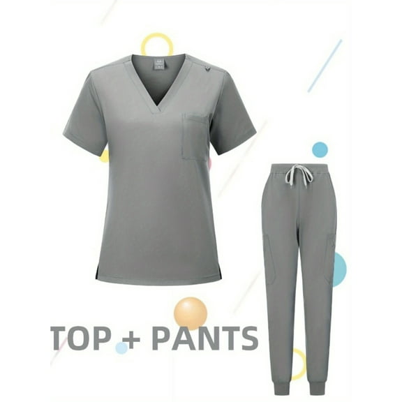 Professional Quick-dry Hospital Nurse Suit V-neck Separable Beauty Salon Workwear Premium Elastic Surgical Uniform for Medical