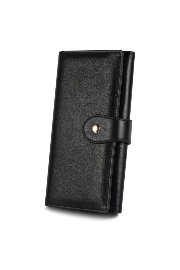 Professional RFID Blocking Wallet for Women - Genuine Leather Work Purse with Phone Pocket, Large Capacity Organizer for Credit Cards, ID, Cash & Office Essentials (Black) Y101