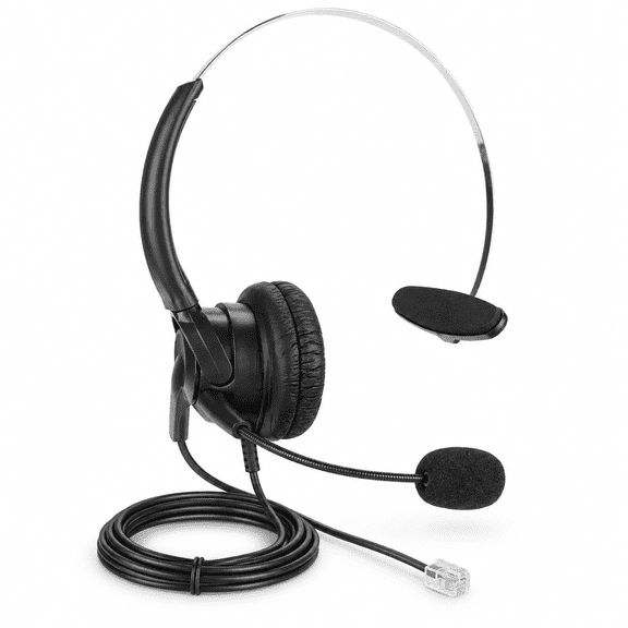 Professional RJ9 Telephone Headset with Noise Canceling Microphone for Call Center, Office, and Home Landline Phones, 330-Degree Adjustable Boom, Lightweight Over-Ear Design (1.2m / 3.93ft Cable)