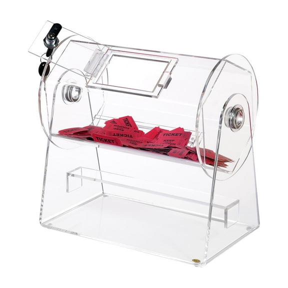 Professional Raffle Drum with Lock, Transparent Lottery Spinning Cage for 2500 Tickets or 100 Balls, Bingo Game Equipment