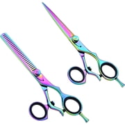 Professional Rainbow Swivel Thumb Barber Shear Set - Rainbow
