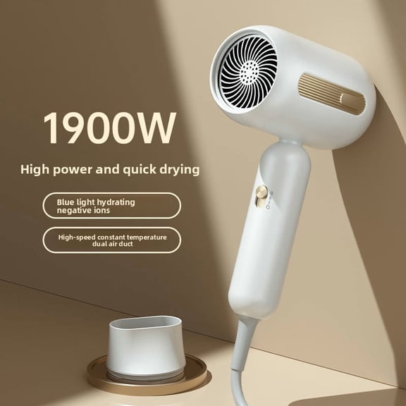 Professional Rapid-Dry Hair Dryer for Frizz Control - 1900W Ionic Blow Dryer with ALCI Safety Plug, Heat Protection Tech for Damaged Hair, Champagne Gold