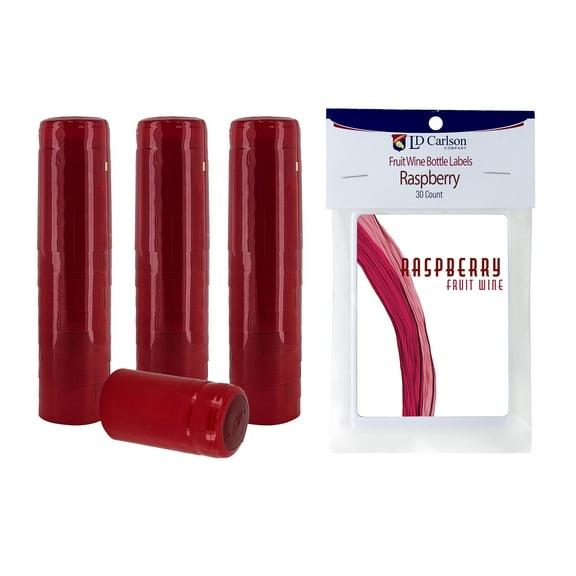 Professional Raspberry Fruit Wine Labels With Red PVC (30 count)