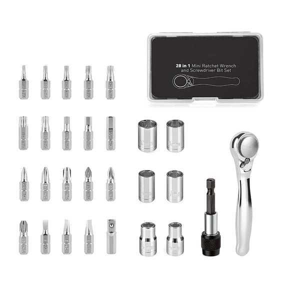 Professional Ratcheting Set 72 Tooth Gear Ergonomic Nonslip Grip With 28pcs Bits Suitable For Automotive And Home Repair