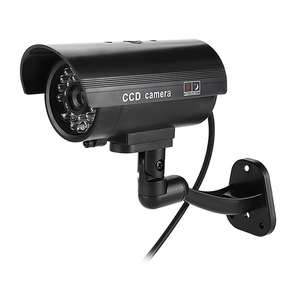Professional Realistic Flashing LED Dummy Security Camera - Effective Fake CCTV Surveillance Monitor and Anti-Theft Decoy Camera (Black, 5.1 Inches / 13.0 cm)