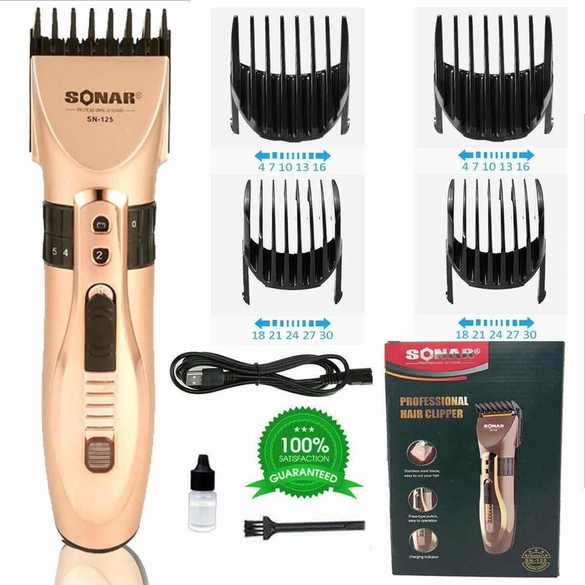Professional Rechargeable Electric Men Hair Clippers Trimmer Barber