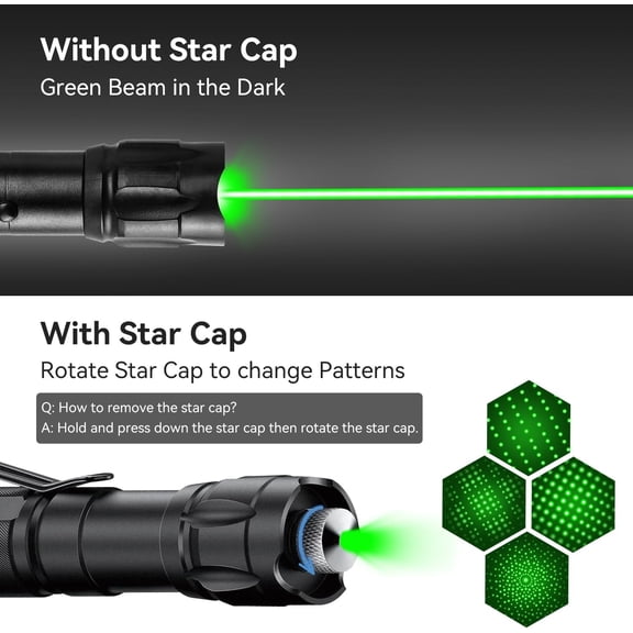 [Professional] Rechargeable Green Laser Pointer High Power Green Beam Light Long Distance Range for TV/LED/LCD Screens Tactical Flashlights Presentation Office/Outdoors/Construction [005]