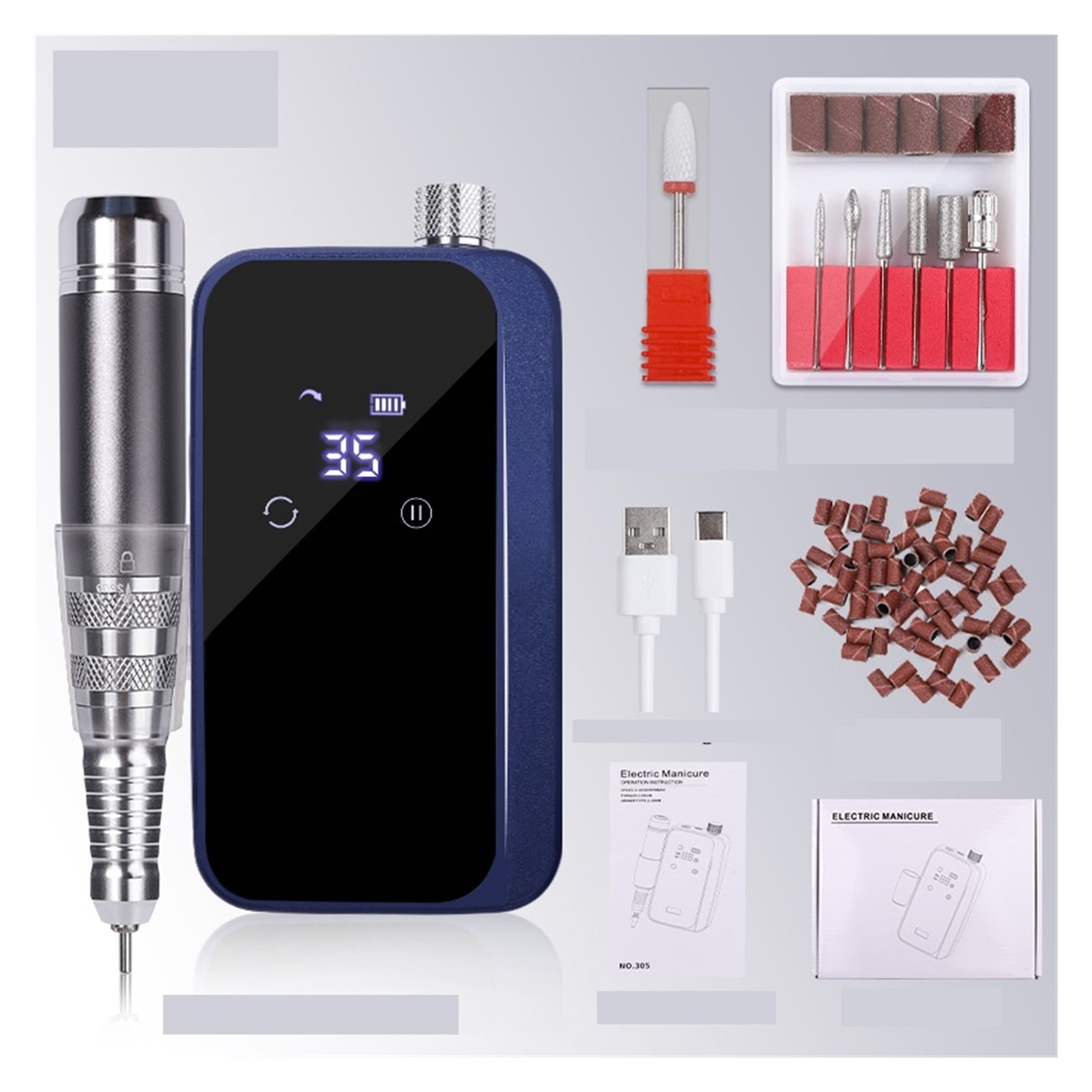 Professional Rechargeable Nail Drill Machine, Cordless 35,000RPM Brushless Nail Drill, Portable Electrical Nail File For Acrylic Nails ,Low Noise