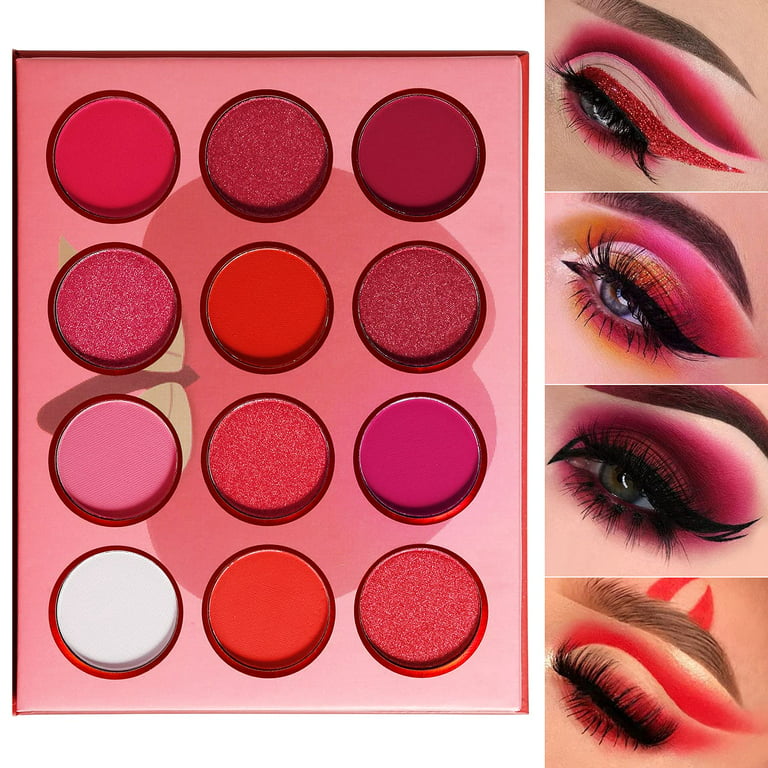 Professional Red Rose Eyeshadow Palette Highly Pigmented, DE'LANCI 12 Color  Matte Shimmer Eye Shadow Makeup, Cute Mini Travel Size, Blendable & Long