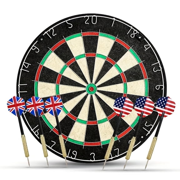 Professional Regulation Size Steel Tip Dartboard Set with High-Density Sisal Bristle Surface and Six Steel Darts for Training, Competition, Game Nights, and Family Entertainment