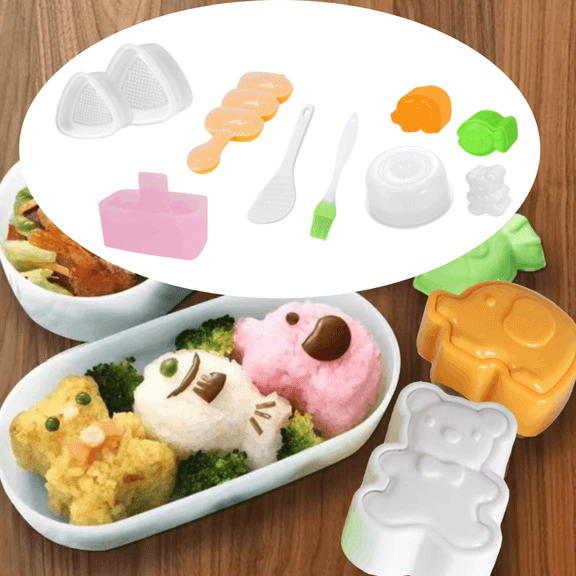 Professional Rice Mold Making Kit, 10-Piece Non-Stick Onigiri and Musubi Maker Set with Multiple Shapes for Consistent Results