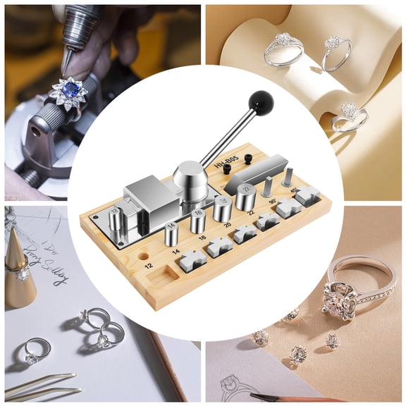 Professional Ring Bender Tool Set for Jewelry Making, Metal & Wood Construction with 5 Dies (12-22mm), Durable Ring & Earring Bending Machine