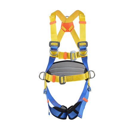 Professional Rock Climbing Harness Full Body Safety Removable Gear Fall Equipment Gear Tool for Unisex Kids Teen - yellow and blue Yellow Blue