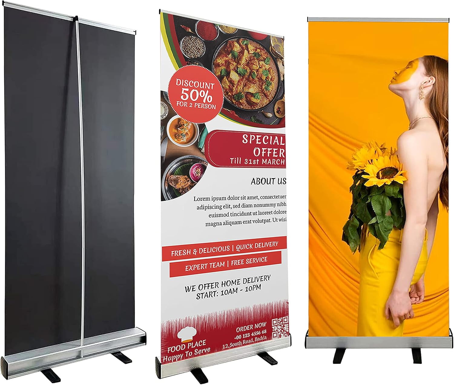 Professional Roll Up Banner Custom Retractable Roll Up Stand with Personalized Banner Printing (Stander & Poster Print) for Trade Show Display & Event Promotion, Business, Wedding, - 33.5 x 83"
