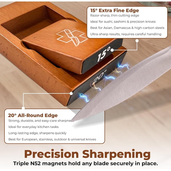 Professional Rolling Knife Sharpener Kit with Wooden Block for Kitchen and Japanese Knives