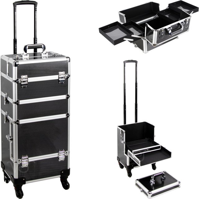 Professional Rolling Makeup Case Organizer Cosmetics Storage Train Case