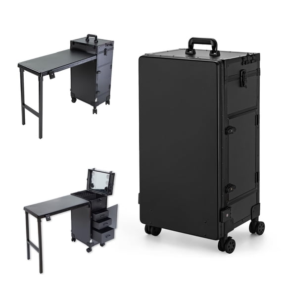 Professional Rolling Nail Cart Makeup Case With 360 Degree Swivel Wheels, Portable Mobile Beauty Workstation Organizer With Bluetooth Speaker For Manicurists Estheticians Cosmetology Salon,