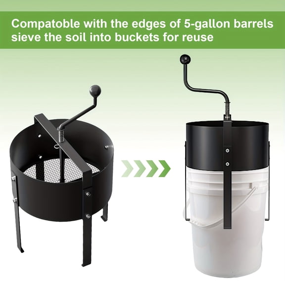 Professional Rotary Soil Sifter with Shovel and Gloves - 11.8 Inch Garden Soil Sieve, Heavy Duty Carbon Steel Construction, Rotating Mechanism for Efficient Screening